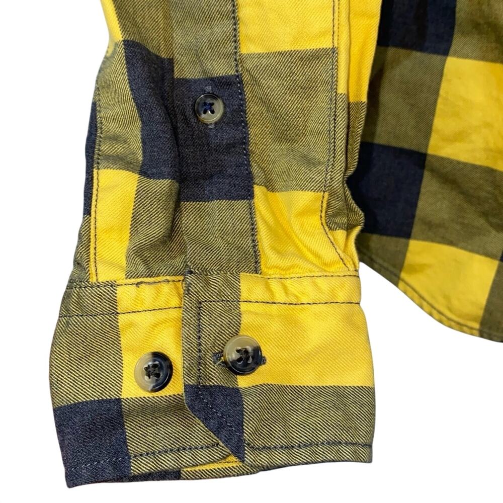 Banana Republic Slim Fit Plaid Button Up Shirt Men's Medium Yellow Black Cotton - Picture 2 of 5